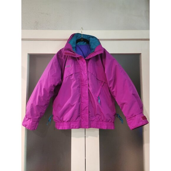 Vtg Columbia Whirlibird Down Jacket Womens Sz L Puffer Bomber 3 In 1 colorblock - Picture 2 of 16